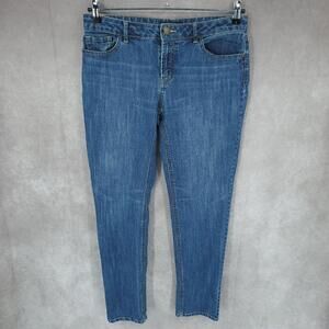 Daisy Fuentes Jeans Womens 8 Moda Straight  Medium Wash Whiskers Blue Denim‎